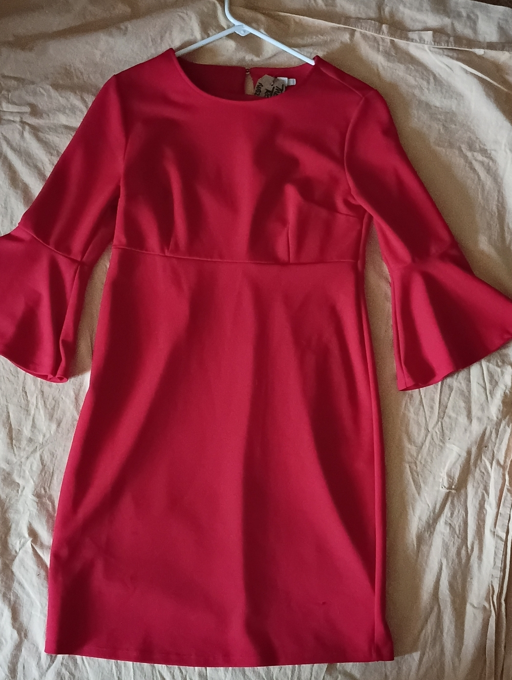Elegant Red Bell-Sleeve Mini Dress